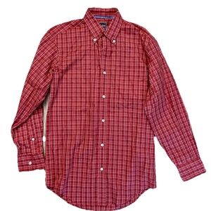 🆕T. Harris‎ London Men’s red Plaid long sleeve button down, size small, NWT